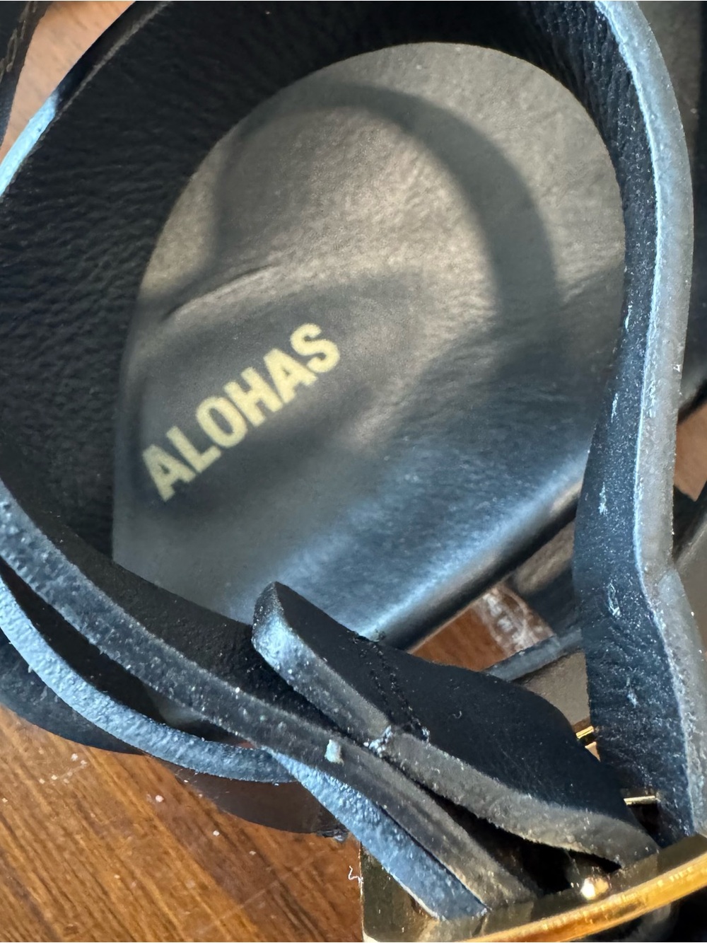 ALOHAS Siren Onix Patent Leather Strap Sandals Black Sz 39 8-8.5 US Minimalist - Picture 4 of 9